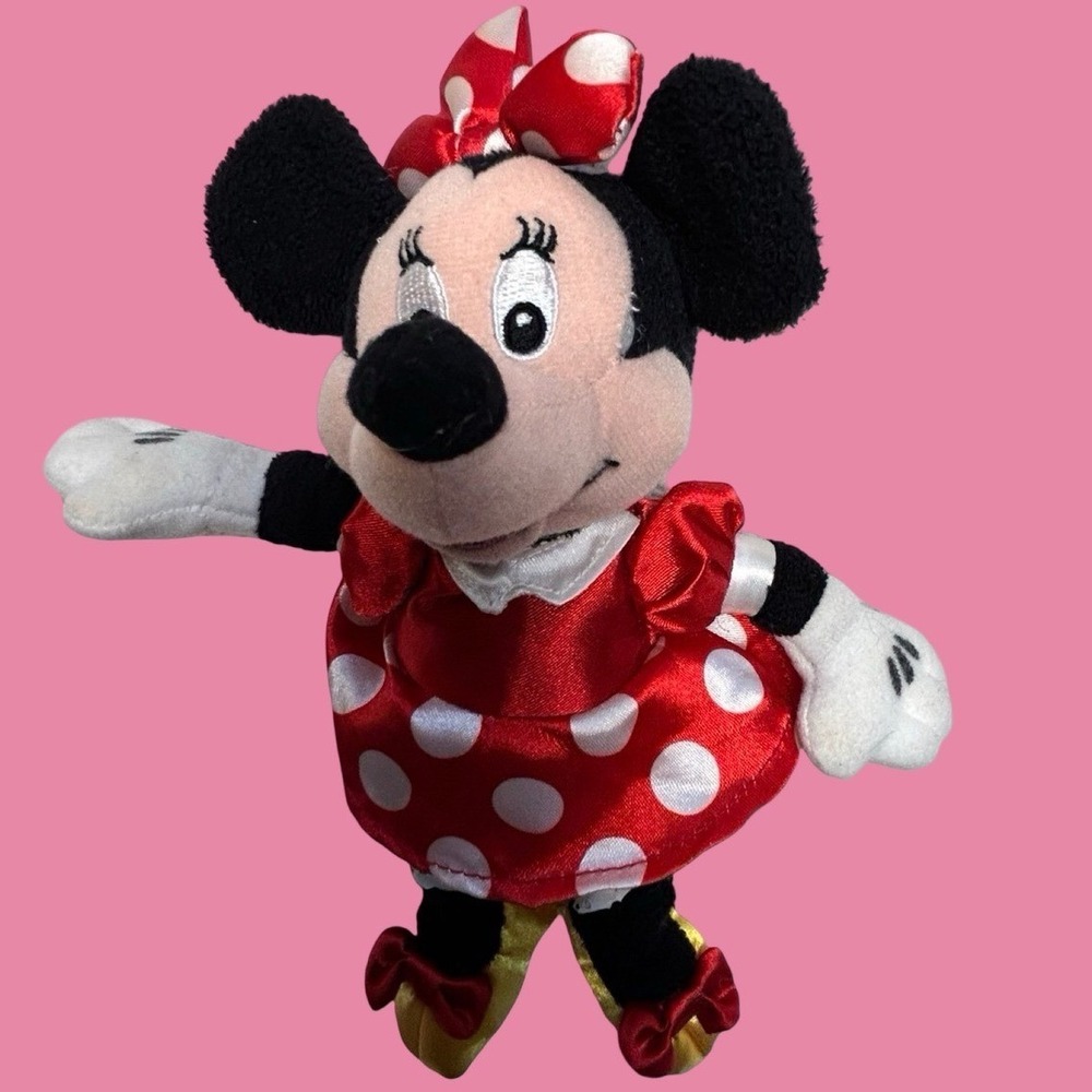 Disney Store Minnie Mouse Plush Kids Small Red Excellent Polka Dot Dress 9in